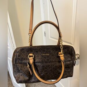 Like New Calvin Klein Dark Brown Monogram Satchel
